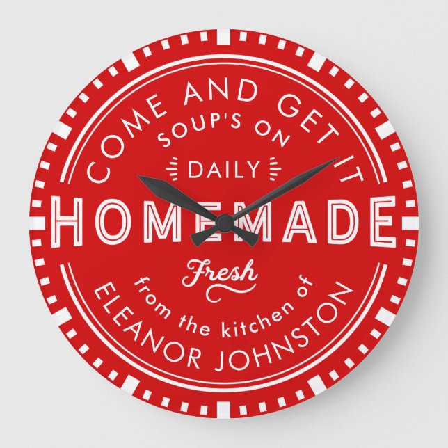 Kökslussen Homemade Retro Anpassningsbar Färg och  Stor Klocka (Framsida)