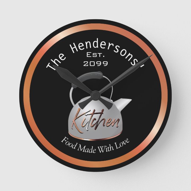 Köksmat av koppar tillverkad med Kärlek Rund Klocka (Framsida)