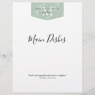 Köksmonogram Blommigt Teal Grönt Recipe Divider