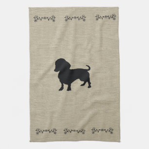 Köksomvandare med siluett av dachshund kökshandduk
