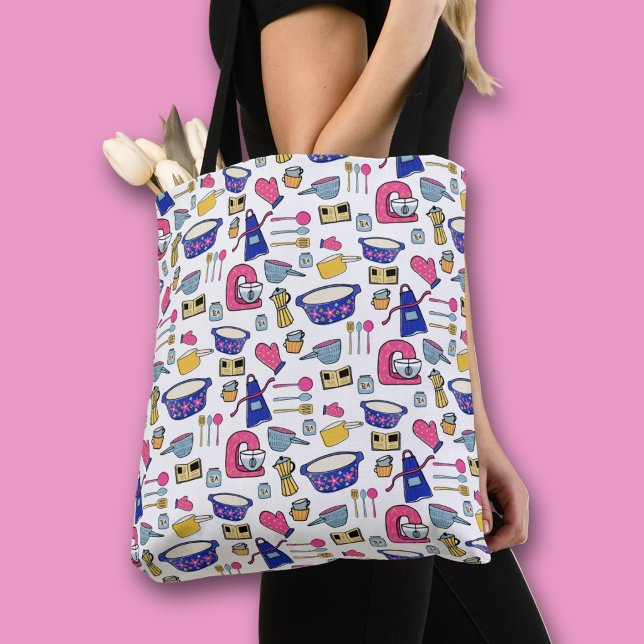 Köksredskap Kock Bakare mönster Tygkasse (Kitchen utensil pattern all over print tote bag)