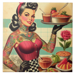 Köksrestauranger Pin-up Kakelplatta