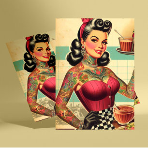 Köksrestauranger Pin-up Vykort