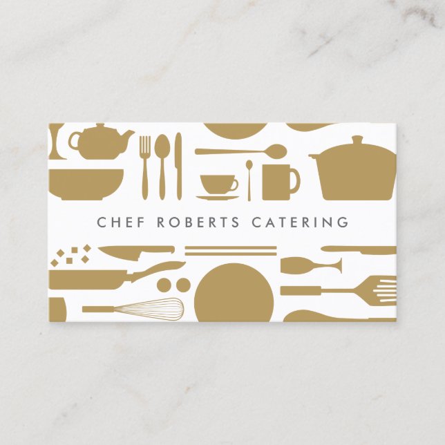 Kökssamlage Guld/White Visitkort (Framsida)