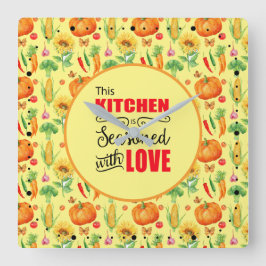 Kökssonade med Kärlek vegetabiliska Mönster Fyrkantig Klocka