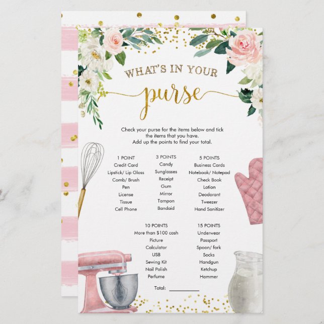 Köksspel - Möhippa - vad är i dina Purse Games? (Fram/baksida)