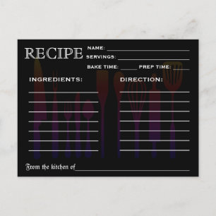 Köksstrimlad Verktyg för Retro Recipe-kort Vykort