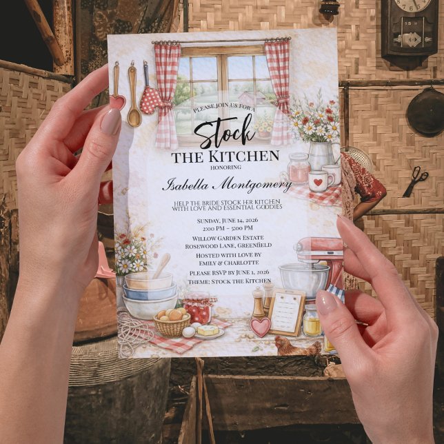 Kökstematiskt lager Köket Bröllopsdusch Inbjudningar (country Kitchen Themed Stock The Kitchen Bridal Shower Invitation)