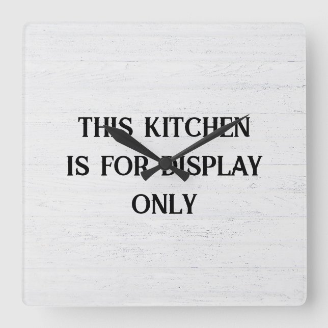 Kökstext på Whitewasched Wood Fyrkantig Klocka (Framsida)