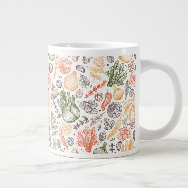 Köksträdgård Vegetable Mönster Jumbo Mugg (Höger)