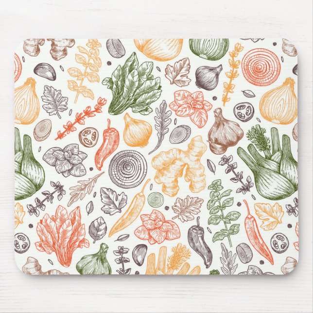 Köksträdgård Vegetable Mönster Musmatta (Framsidan)