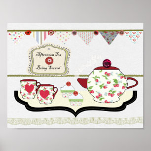 Köksväggen shabby chic Kopp Stil i Tea Poster