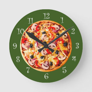 Köksväggens klockor Pizza-tema