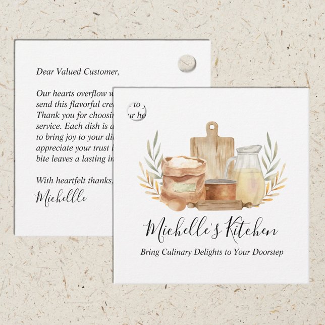 Köksverktyg - Catering för vattenfärgshemmet Gåvor Etiketter (Front and Back side)