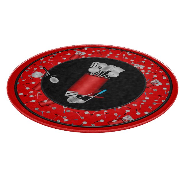 Köksverktyg,Röd Blk-12-i RUND CUTTING BOARD (Hörn)