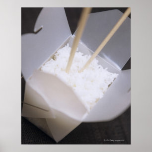 Kokt Ris i en To-go-behållare Poster