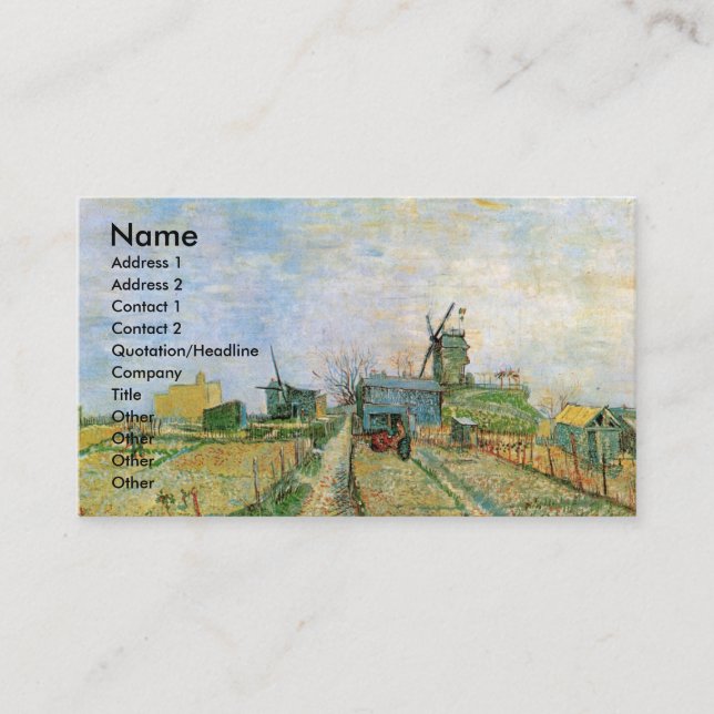 Kökträdgård i Montmartre av Vincent van Gogh Visitkort (Framsida)