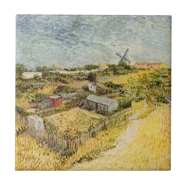 Kökträdgårdar, Montmartre av Vincent van Gogh Kakelplatta (Framsidan)
