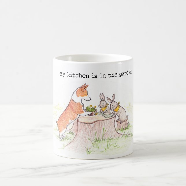 Kökträdgårdsmästare - Corgi och kaniner Kaffemugg (Center)