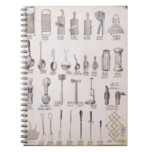 Kökutensils, från en handelkatalog av mest domes anteckningsbok med spiral