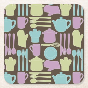 KökUtensilsmönster 2 Underlägg Papper Kvadrat