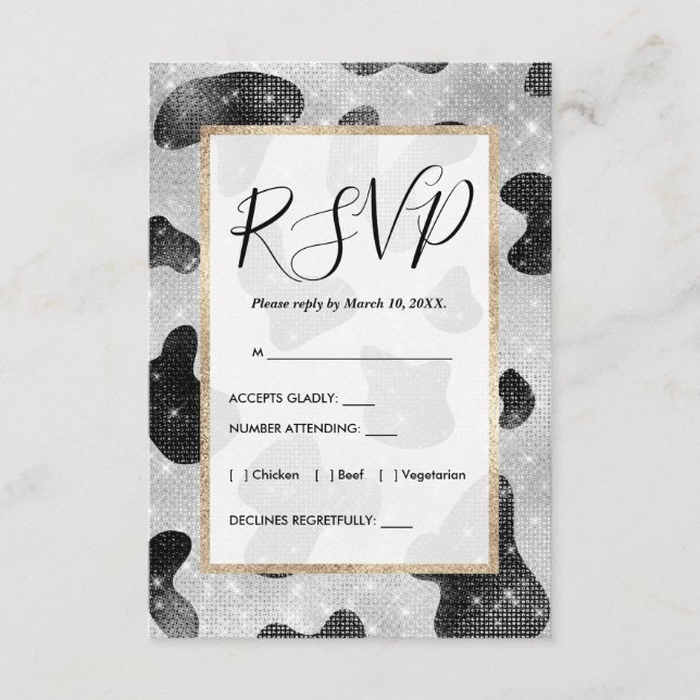 Kokutskrift av guldfärgad svart, Sparkly Glitter-s Tilläggskort (Framsida)