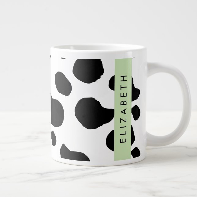 Kokutskrift, Kokfläckar, Svart och vitt, ditt namn Jumbo Mugg (Höger)
