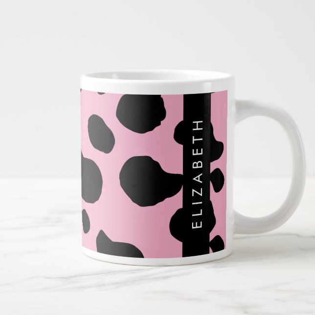 Kokutskrift, Kokspatter, Rosa Cow, ditt namn Jumbo Mugg (Höger)