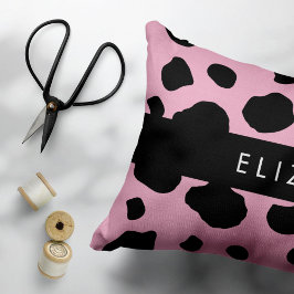Kokutskrift, Kokspatter, Rosa Cow, ditt namn Prydnadskudde