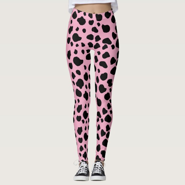 Kokutskrift, Mönster, Koddekor, Rosa Cow Leggings (Framsida)