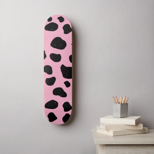 Kokutskrift, Mönster, Koddekor, Rosa Cow Mini Skateboard Bräda 18,5 Cm (Väggkonst)