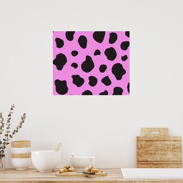 Kokutskrift, Mönster, Koddekor, Rosa Cow Poster (Kök)