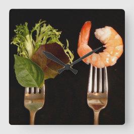 Kökvägg för matvaror Älskare Fyrkantig Klocka