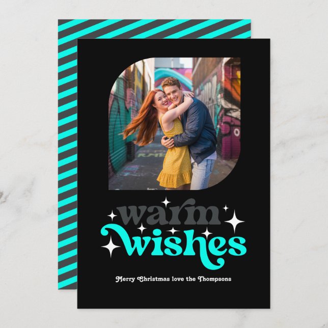 Kol & Akvarell Modern Retro Jul Foto Julkort (Fram/baksida)