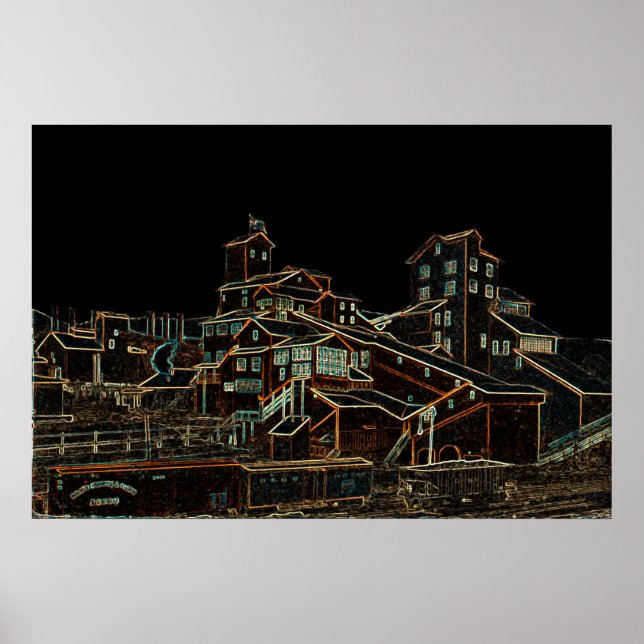 Kol Antracite Coal Mining Coal Miner Mine neon Poster (Framsidan)