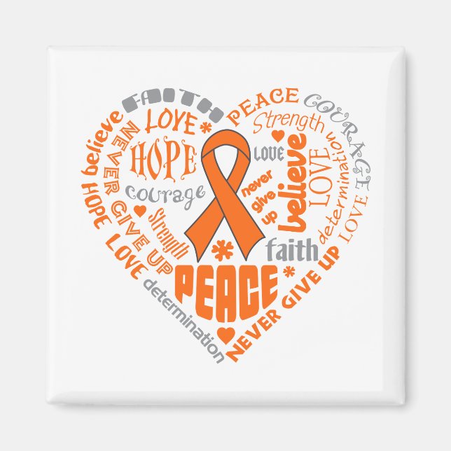 KOL Awareness Heart Ord (orange) Magnet (Framsidan)