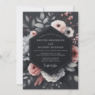 Kol Blush Blommig Elegans Bröllop Inbjudningar
