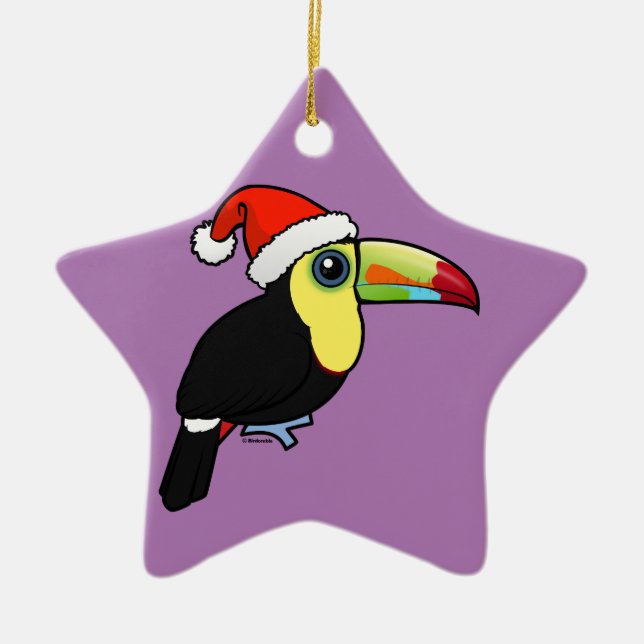 Köl-fakturerade Toucan Santa Julgransprydnad Keramik (Framsidan)