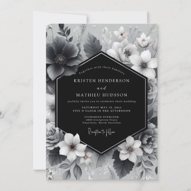 Kol Floral Konstnärlig Bröllop Inbjudningar (Framsida)