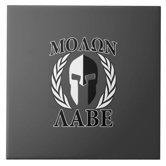 Kol för Molon Labe spartanskt hjälmlagrar Kakelplatta (Framsidan)