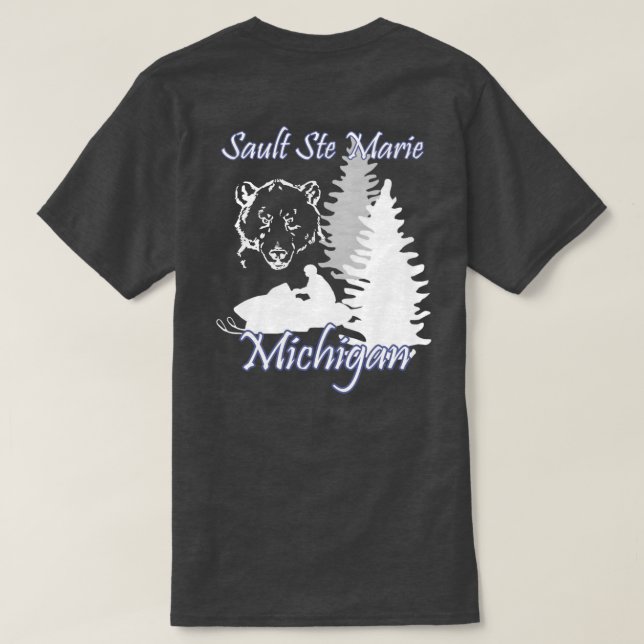 Kol för Sault Ste Marie Michigan Snowmobilebjörn T-shirt (Design baksida)