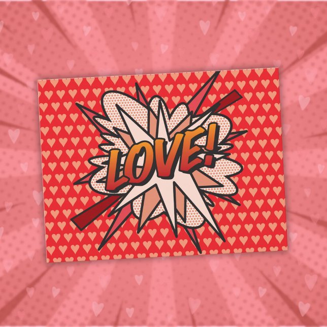 KOL Fun Retro Serietidning Popkonst Vykort (LOVE Fun Retro Comic Book Pop Art Postcard)