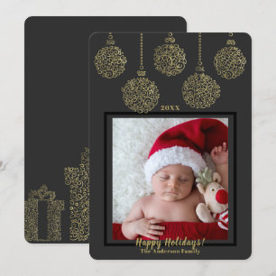 Kol Guld Ornamenter Modern Holiday Foto #2 Inbjudningar