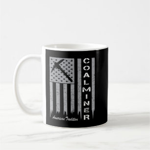 Kol Miner med amerikansk Flagga för proud Coal Min Kaffemugg