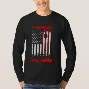 Kol Miner US Flaggor Funny Gining Mine Worker T Shirt