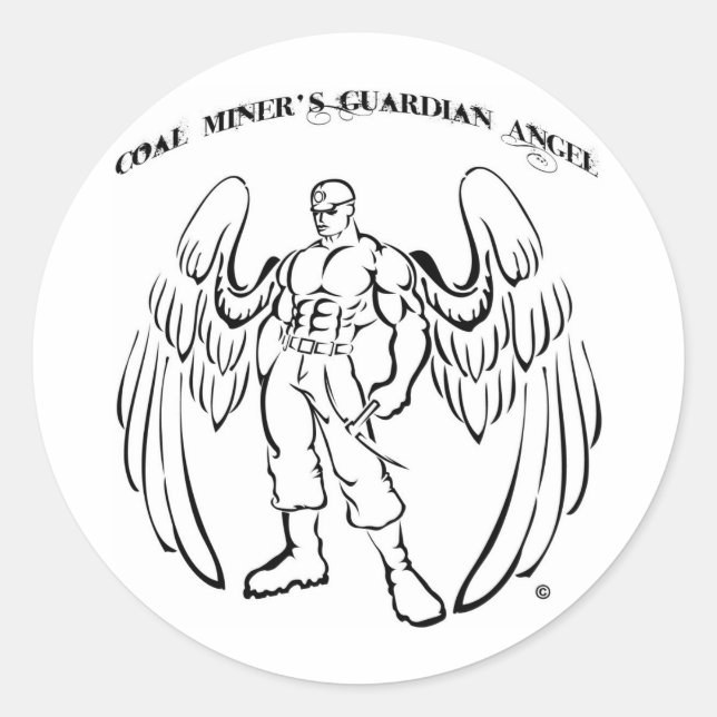 Kol Miners Guardian Angel Runt Klistermärke (Framsida)