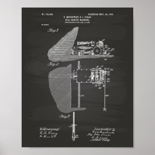 Kol Mining Maskin 1903 Patent Art Chalkboard Poster