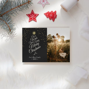 Kol mycket glad jul trädfamiljporträtt julkort