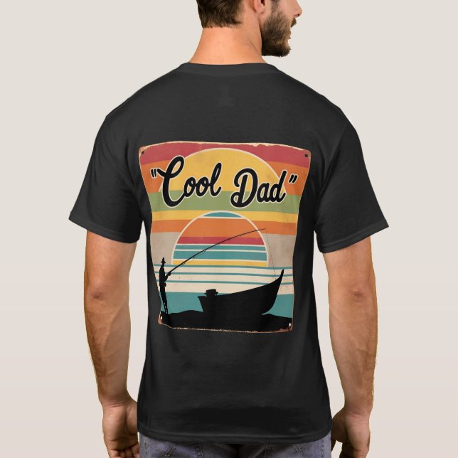 Kol Pappa någonsin - Retro Fishing Sunset T Shirt (Baksida)