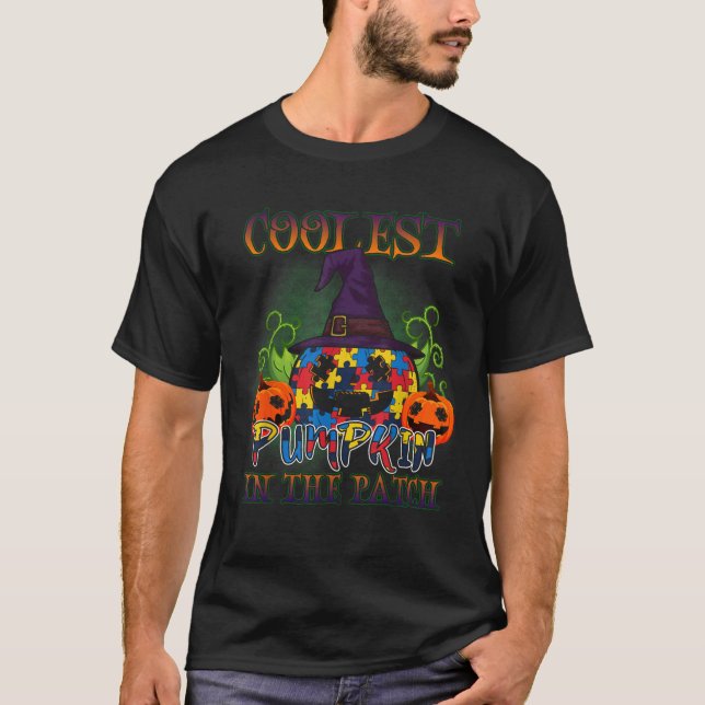 Kol Pumpkin i Patch Autism Awareness Hall T Shirt (Framsida)